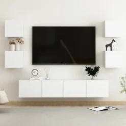 vidaXL Tv-Bänkar>Tv-skåp 6 delar vit konstruerat trä