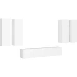 vidaXL Tv-Bänkar>Tv-skåp 6 delar vit konstruerat trä