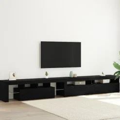 vidaXL Tv-Bänkar>TV-skåp 3 pcs Svart Ek 260 x 37 x 40 cm Konstruerat trä