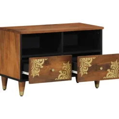 vidaXL Tv-Bänkar>TV-skåp med hylla med lagring Brun Massivt Mangoträ