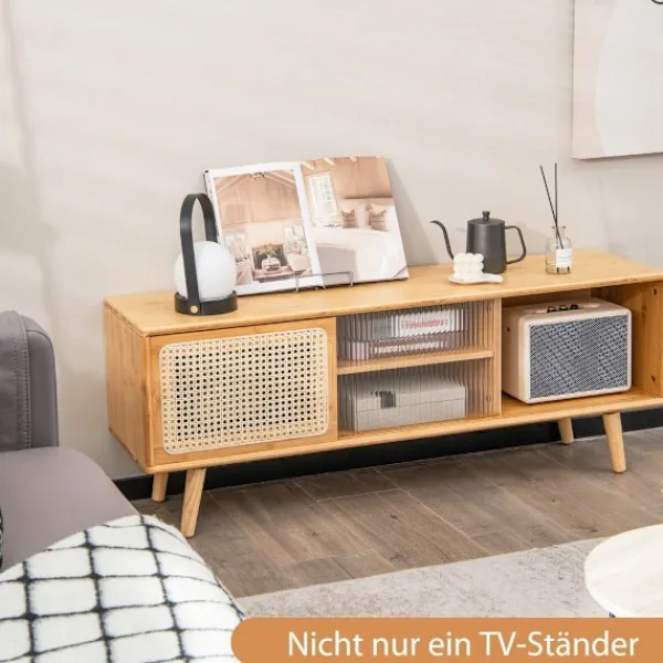 B2X Tv-Bänkar>TV-skåp Modernt TV-ställ för tv-apparater upp till 55 tum 120,5 x 31 x 45,5 cm naturligt