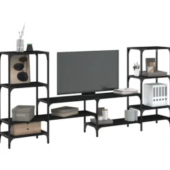 vidaXL Tv-Bänkar>TV-skåp svart 206,5x28,5x95 cm konstruerat trä