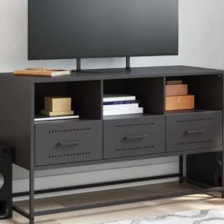 vidaXL Tv-Bänkar>TV-skåp svart 100,5x39x60,5 cm stål
