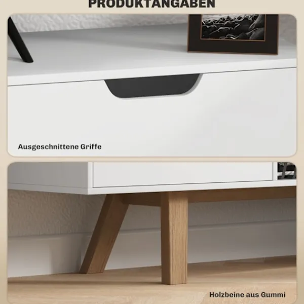 Northio Tv-Bänkar>Tv-skåp, tv-bänk för tv-apparater upp till 65 tum, lowboard med 2 skåp och 2 hyllor, tv-skåp för vardagsrum, 150 x 39 x 50 cm vit