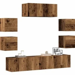 vidaXL Tv-Bänkar>TV-skåp väggmonterat 7 delar gammalt trä konstruerat trä