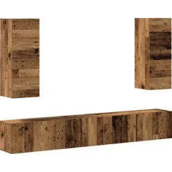 vidaXL Tv-Bänkar>TV-skåp väggmonterat 4 delar gammalt trä konstruerat trä