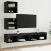 vidaXL Tv-Bänkar>TV-väggenheter med LED Väggmonterad 5 pcs Svart Ek 100 x 30 x 30 cm