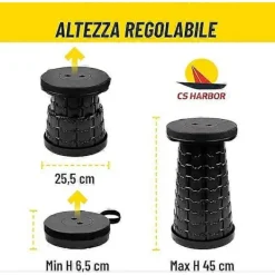 Pallar>Universell Bärbar Hopfällbar Pall - Höjdjusterbar Teleskopisk Pall - Viktkapacitet Upp Till 200 kg