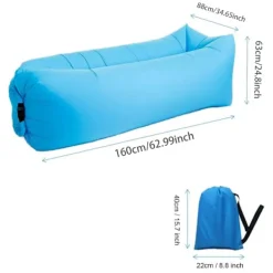 Unbranded Sittsäckar>Uppblåsbar Lounger Luftstol Soffsäng Sovsäck Soffa för Strand Camping Sjö Trädgård (Blå)