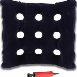 Sittpuffar>Uppblåsbar sits, fyrkantig sits, andningsbar sits, rullstol eller hushållbar bärbar sits (svart och blå, pump)