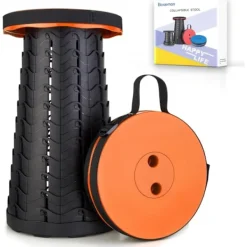 Pallar>Uppgraderad hopfällbar pall med lastkapacitet 180 kg, bärbar hopfällbar pall för camping, fiske, vandring, grillning