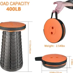 Pallar>Uppgraderad hopfällbar pall med lastkapacitet 180 kg, bärbar hopfällbar pall för camping, fiske, vandring, grillning