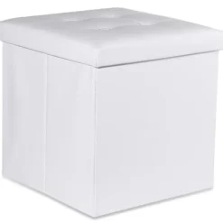 Valora Sittpuffar>HOPPLÅTBARA SITTPUPF L Förvaring Vit Eko-Lädersits