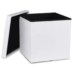 Valora Sittpuffar>HOPPLÅTBARA SITTPUPF L Förvaring Vit Eko-Lädersits