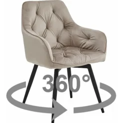 Valora Fåtöljer>LUKK360 Snurrstol i sammet - Mörkbeige / Svarta ben