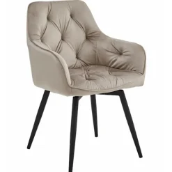 Valora Fåtöljer>LUKK360 Snurrstol i sammet - Mörkbeige / Svarta ben