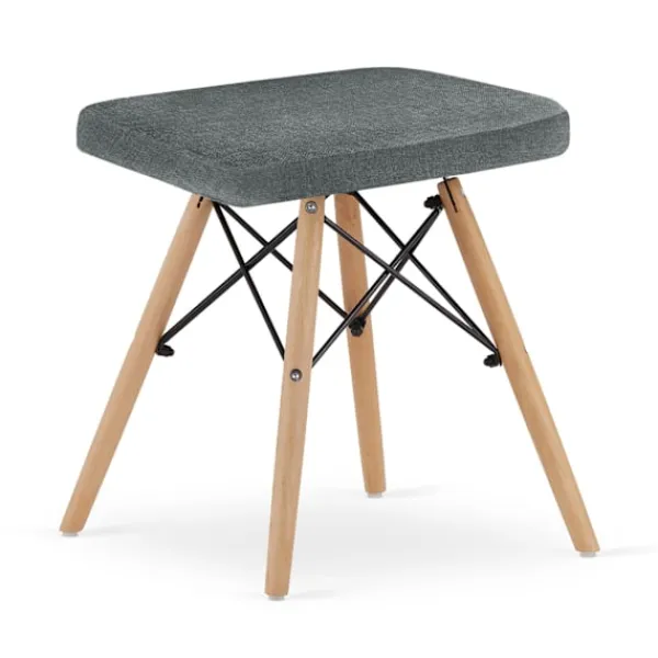 Valora Pallar>PEKO pallar set om 2 grå tygklädda med ben i bokträ