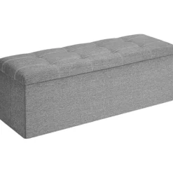 Valora Kistor & Koffertar>PUFA Förvaringspuff ljusgrå MDF linneliknande tyg LSF077G05V1