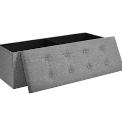 Valora Kistor & Koffertar>PUFA Förvaringspuff ljusgrå MDF linneliknande tyg LSF077G05V1