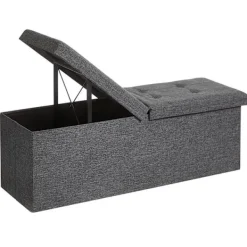 Valora Sittpuffar>PUFA Förvaringspuff Mörkgrå MDF-tyg Platsbesparande