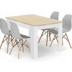 Valora Matgrupper>REKTANGULÄRA BORDSSET Sonoma Ek Grå Stolar x4