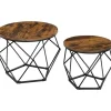 Valora Småbord>Rustika Bruna Soffbord Set om 2 med Stålram | Loft-stil