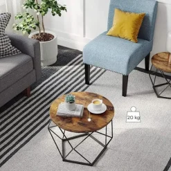 Valora Småbord>Rustika Bruna Soffbord Set om 2 med Stålram | Loft-stil