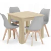 Valora Matgrupper>SET MED KVADRATISKT BORD 80X80 Sonoma Ek + 4 RIKX Grå Stolar x4