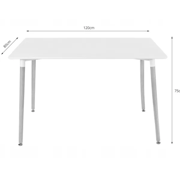 Valora Matgrupper>SET MED REKTANGULÄRA BORD YURO 120x80 Vit + 4 Stolar Grå