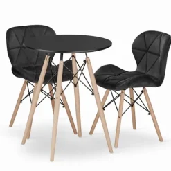 Valora Matgrupper>SET MED RUNDA BORD KOVA 60 Svart + 2 WAKO Svarta Stolar x2