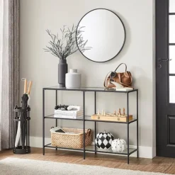 Valora Småbord>TILL KONSOLLEN Glaskonsol Svart stålram