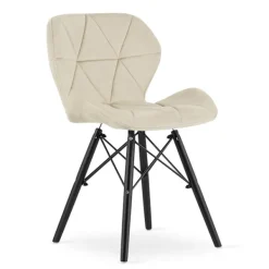 Valora Fåtöljer>WAKO sammetsfåtölj - Modern beige design med svarta ben x 3