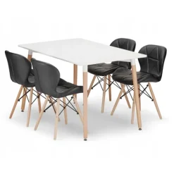 Valora Matgrupper>YURO Rektangulärt bordsset med 4 WAKO svarta stolar