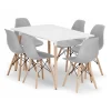 Valora Matgrupper>YURO rektangulärt bord 120x80 Vit + 6 OSAKA grå stolar
