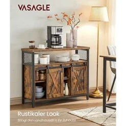 Pavil Sideboards>VASAGLE matskänk, köksskåp, förvaringsskåp, buffébord, rustik brun och svart