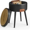 Pavil Pallar>VASAGLE Storage Ottoman, Vanity Chair Pall, Rund Storage Seat, Laster 330 lb, Ink Svart