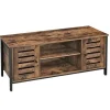 Pavil Tv-Bänkar>VASAGLE TV-bänk, TV-konsolenhet med hyllor, skåp, rustikt brunt och svart