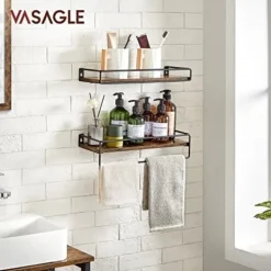 Pavil Hyllor>Vasagle Vägghylla, Väggtavla för böcker, 2 vägghyllor i industriell stil