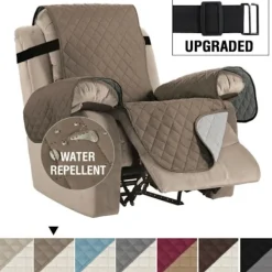 Fåtöljer>Vattentäta fåtöljöverdrag för fåtöljer Recliner fåtöljöverdrag Läder Recliner fåtöljöverdrag Husdjursskydd, Vadderad med halkfri rem (Reclin