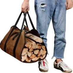 Het rea Kistor & Koffertar>Vedkorg i canvas, eldstadsväska i canvas, vattenavvisande vedkorg, hopfällbara tillbehör för eldstad, perfekt för vedeldade kaminer, camping-Glad