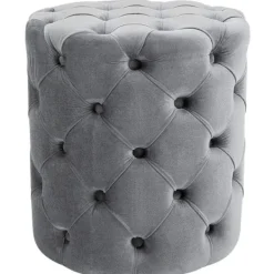 BellaFurn Sittpuffar>Velvet Pouf Chesterfield - fotpall, fotpall - Elegant & lätt att rengöra, grå, M