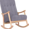 BellaFurn Fåtöljer>Velvet Rock Chair - Lounge Chair - Back Friendly Handrail, Robust Rubberwood | Färg: natur/grå