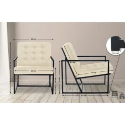 BellaFurn Fåtöljer>Velvet solstol, lyxig avslappnad stol, metallram - Stylish Bekväm sittplats Färg: Kräm