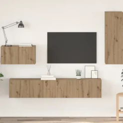 vidaXL Tv-Bänkar>Vägg TV Skåp Väggmonterad 4 pcs Artisan Ek Konstruerat trä