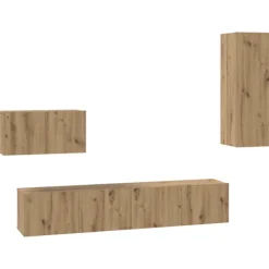 vidaXL Tv-Bänkar>Vägg TV Skåp Väggmonterad 4 pcs Artisan Ek Konstruerat trä
