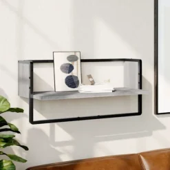 vidaXL Hyllor>Vägghylla med stång grå sonoma 65x25x30 cm