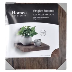 HOMEA Hyllor>Väggmonterad Designhylla "Flytande" 25cm Valnöt