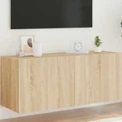 vidaXL Tv-Bänkar>Väggmonterad tv-bänk LED sonoma-ek 100x35x41 cm