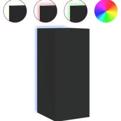 vidaXL Tv-Bänkar>Väggmonterad tv-bänk LED svart 30,5x35x70 cm