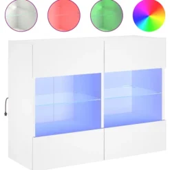 vidaXL Tv-Bänkar>Väggmonterad tv-bänk LED vit 78,5x30x60,5 cm